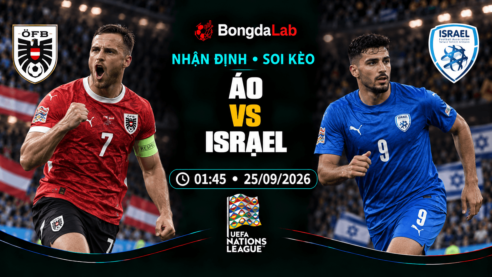 Nhận định soi kèo Áo vs Israel 01:45 ngày 25/09/2026