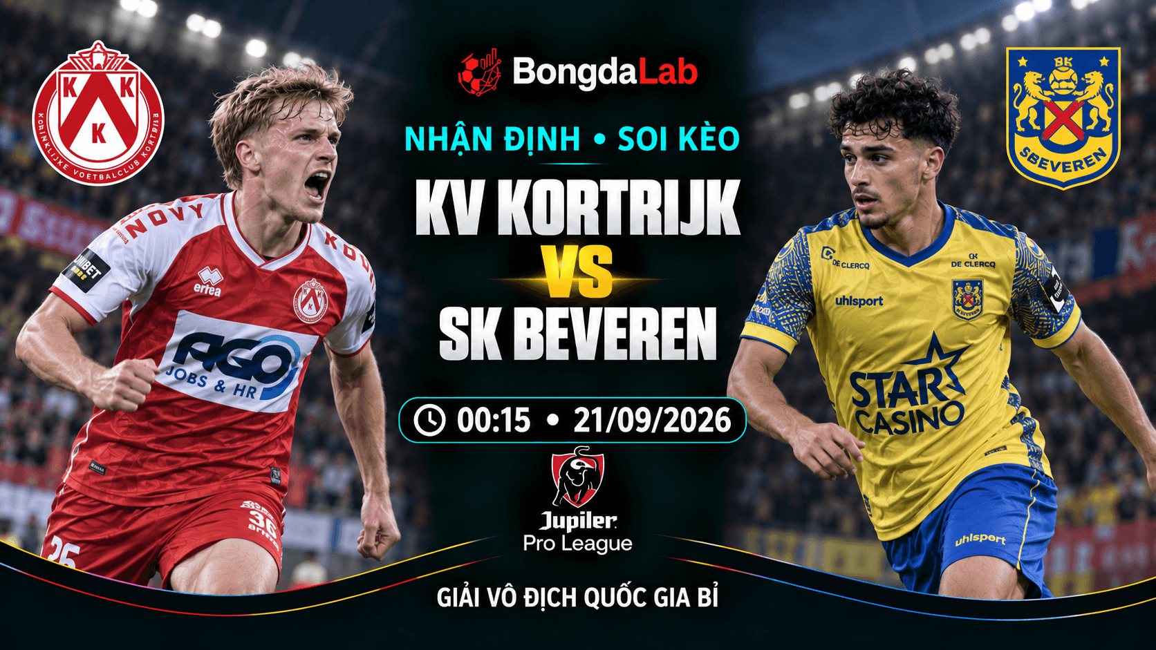 Nhận định soi kèo Kortrijk vs Beveren 00:15 ngày 21/09/2026
