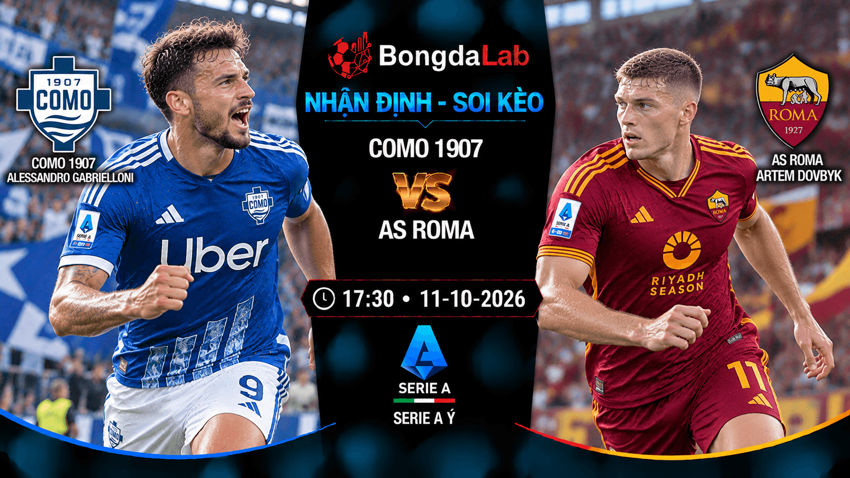 Nhận định soi kèo Como 1907 vs AS Roma vòng 6 Serie A 2026/27