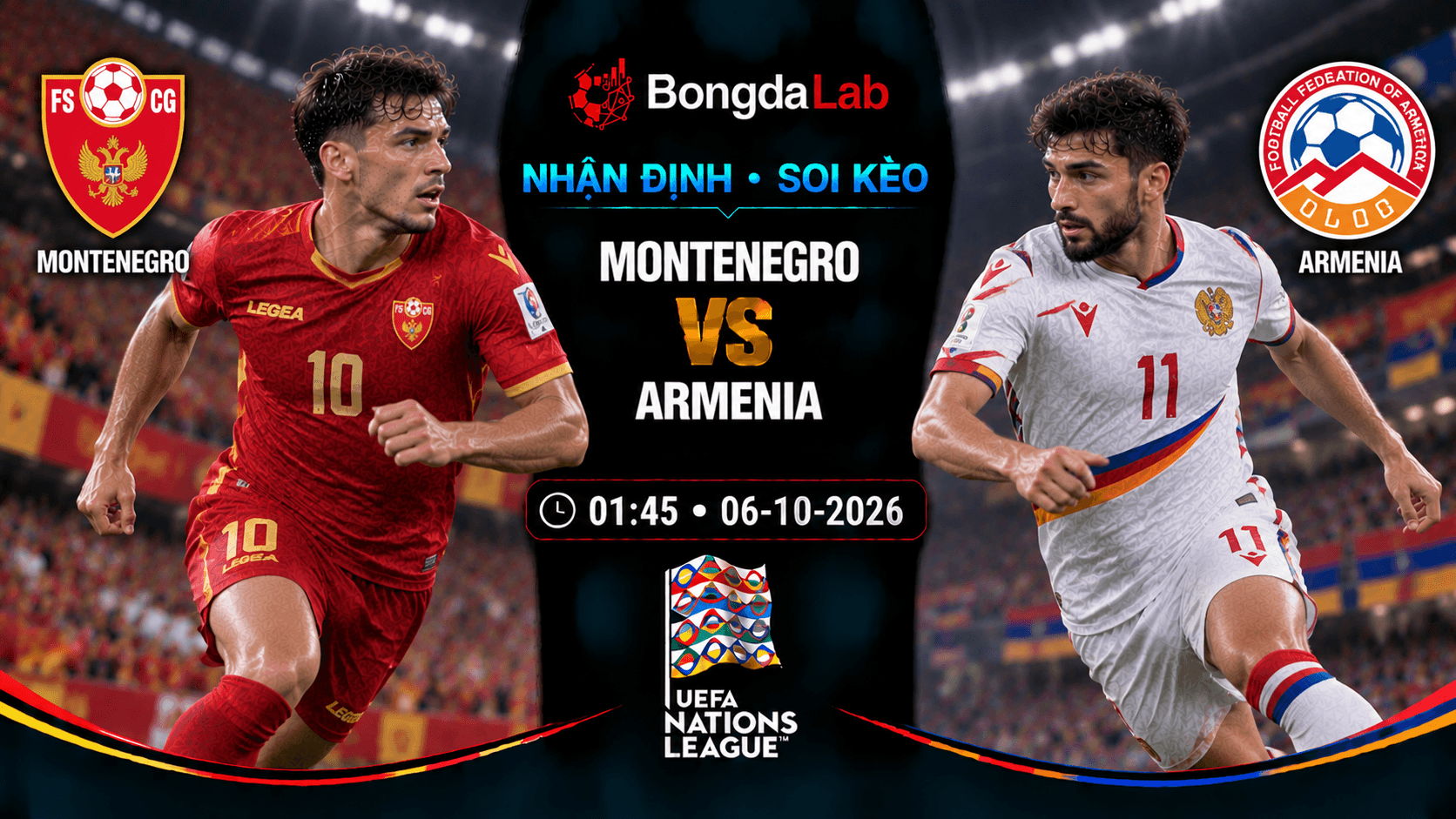 Montenegro tái đấu Armenia tại Podgorica ở lượt 4 Nations League