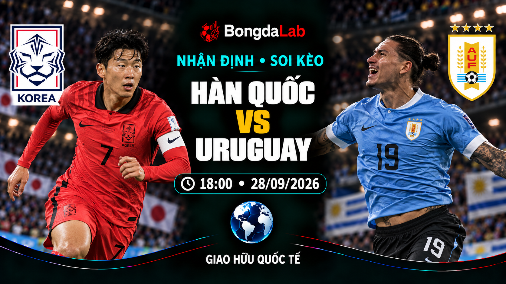 Nhận định, soi kèo Friendlies: South Korea vs Uruguay, 18:00 ngày 28/09/2026