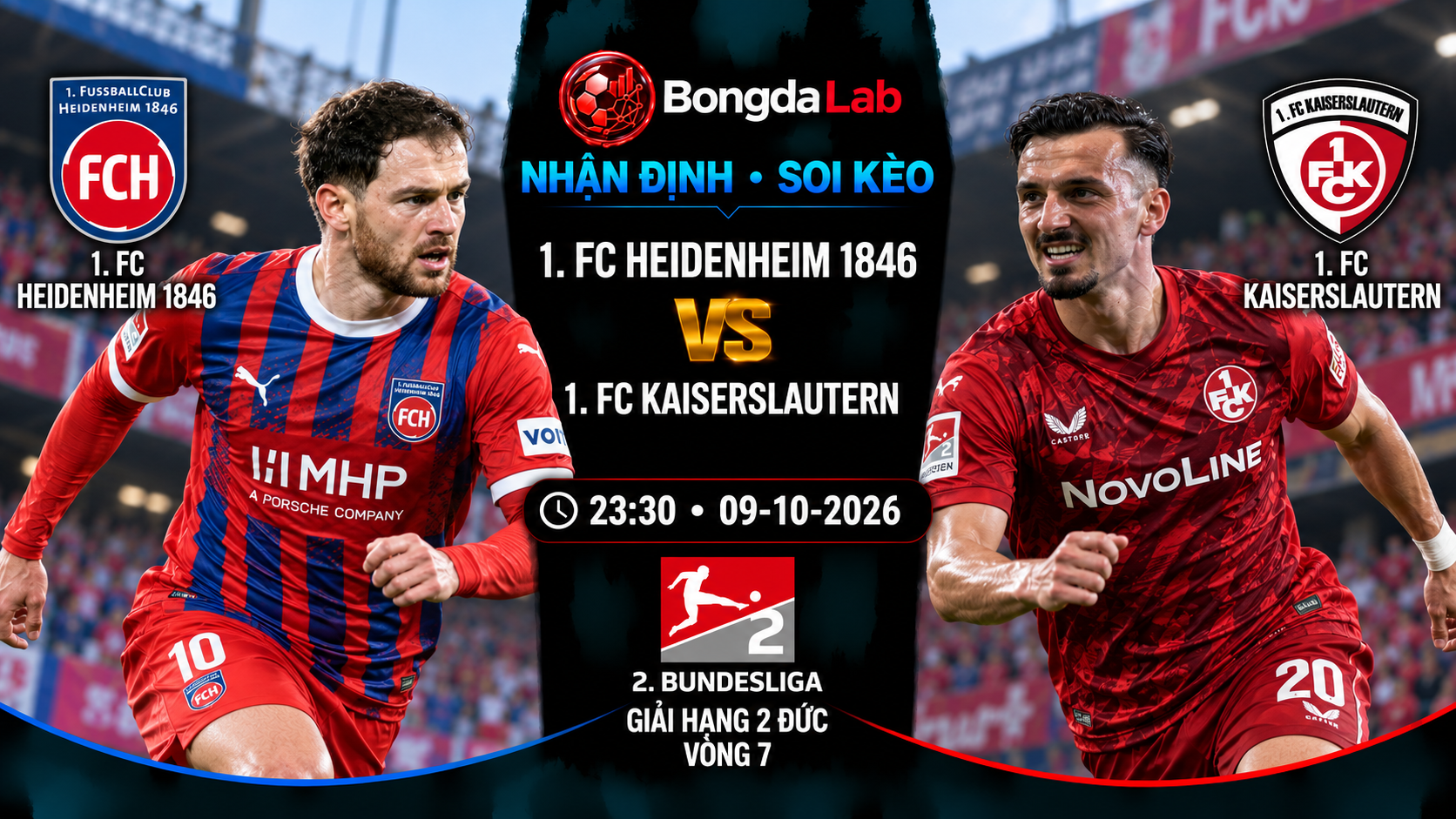Nhận định soi kèo 1. FC Heidenheim 1846 vs 1. FC Kaiserslautern 23:30 ngày 09/10/2026
