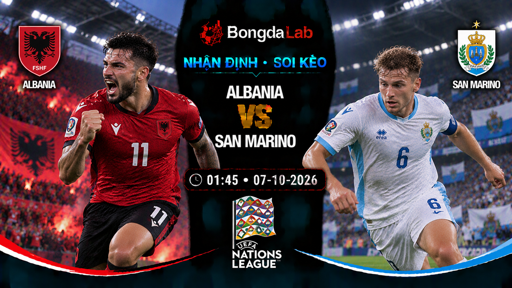 Nhận định, soi kèo Albania vs San Marino, 01:45 ngày 07/10/2026