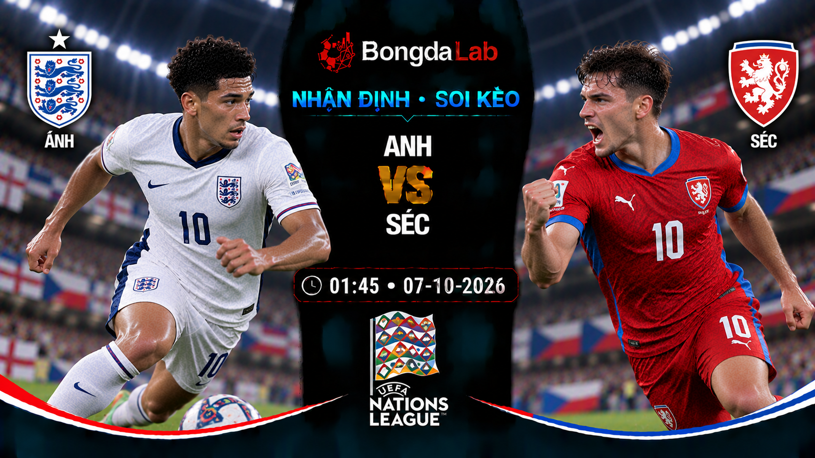Nhận định, soi kèo England vs Czechia, 01:45 ngày 07/10/2026