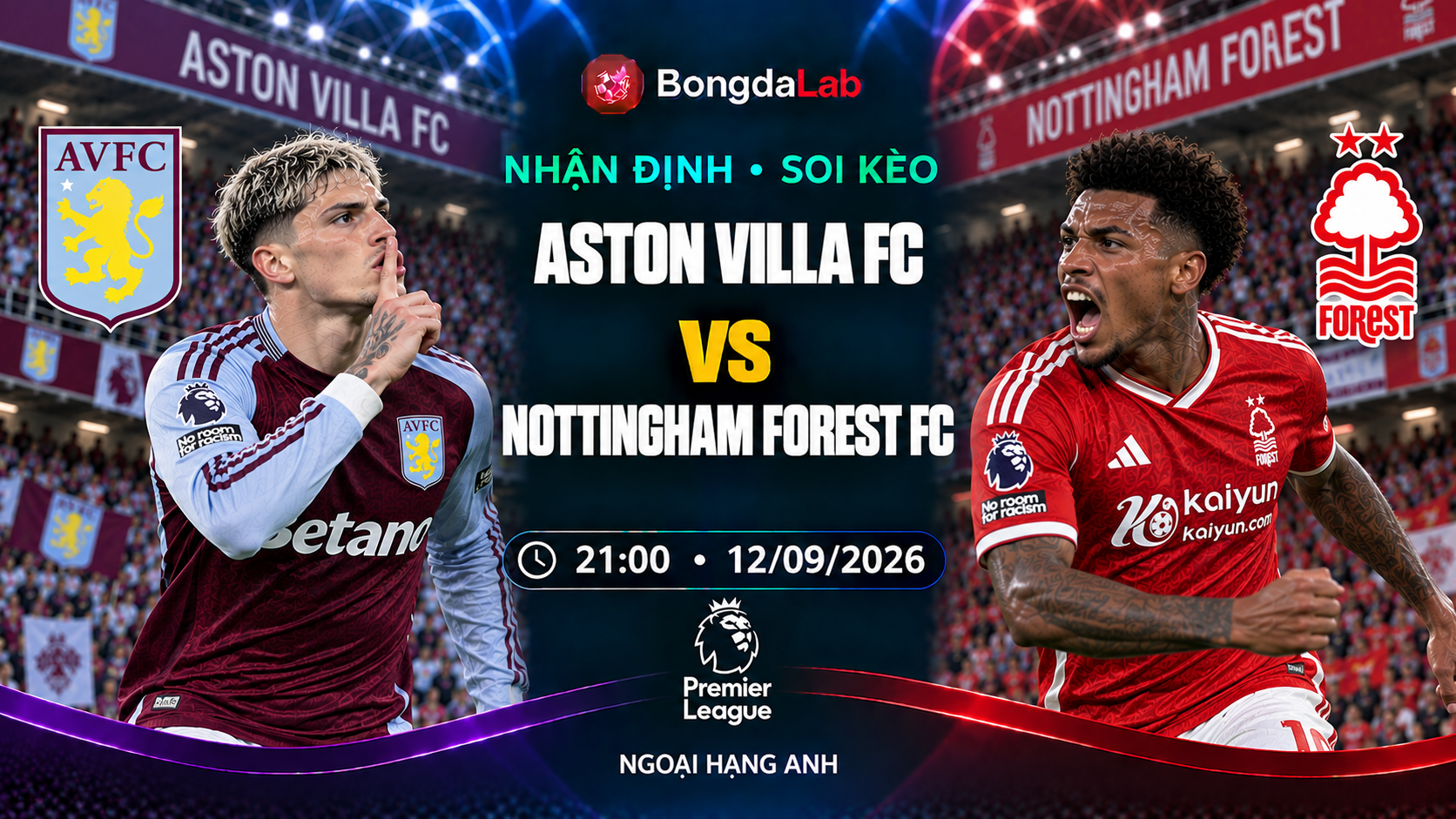 Nhận định soi kèo Aston Villa vs Nottingham Forest 21h00 ngày 12/09/2026