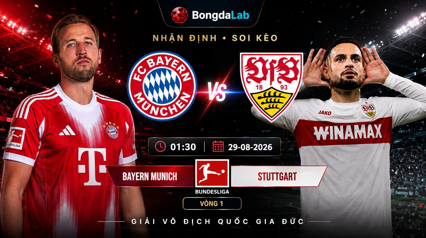 Nhận định, soi kèo Bayern Munich vs VfB Stuttgart 01h30 ngày 29/08/2026