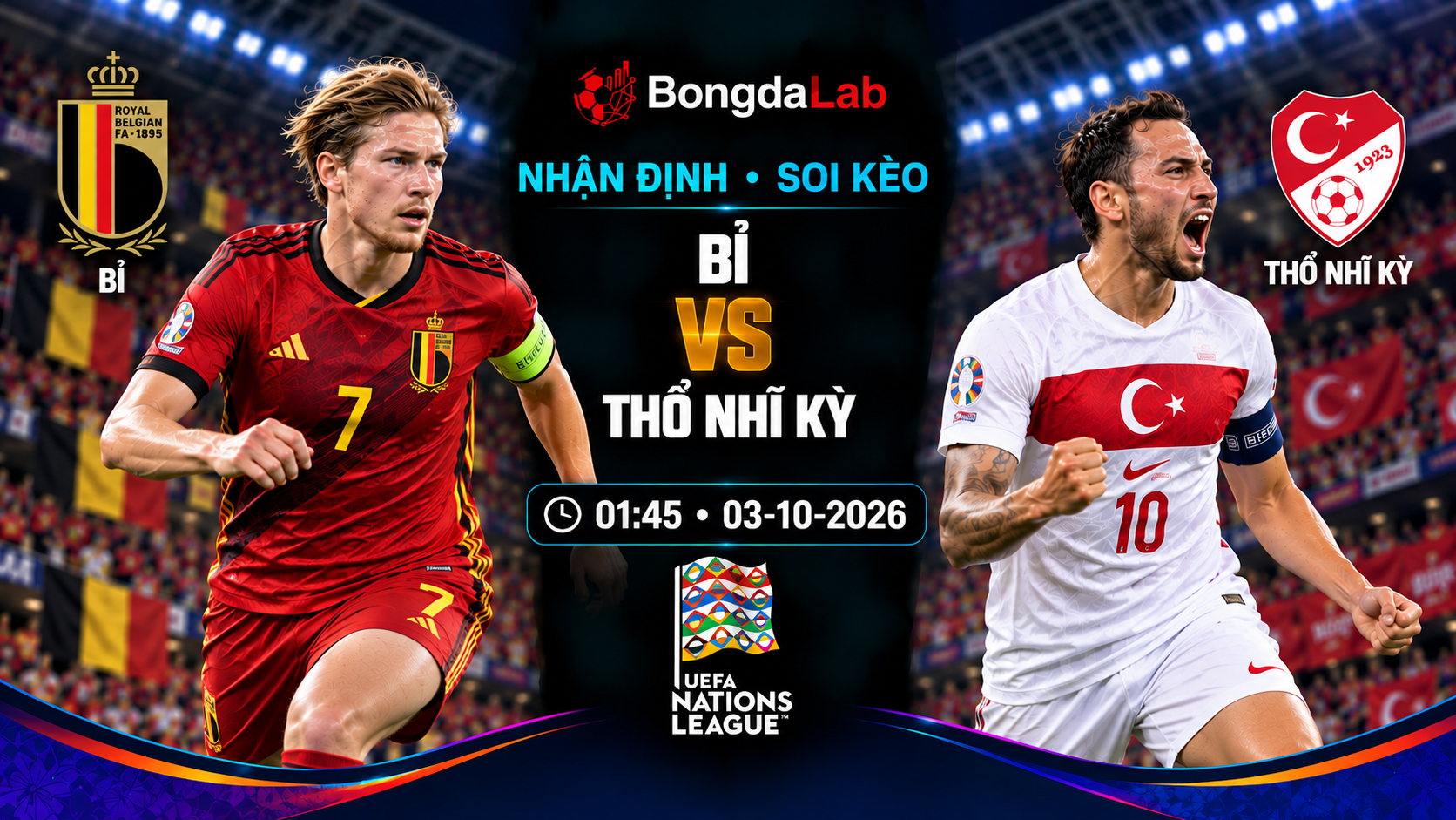 Nhận định, soi kèo UEFA Nations League: Belgium vs Türkiye, 01:45 ngày 03/10/2026