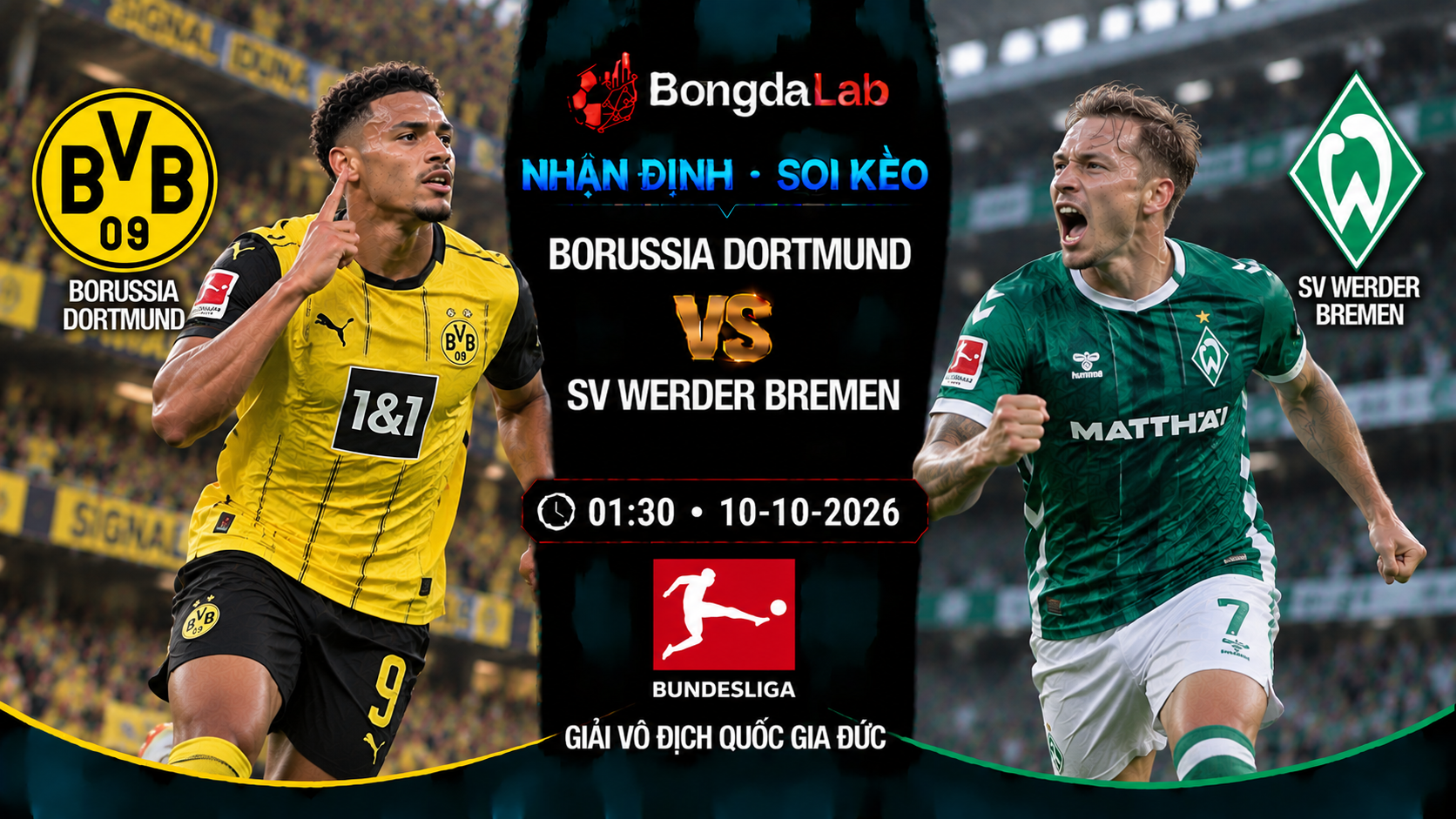 Nhận định soi kèo Borussia Dortmund vs Werder Bremen 01:30 ngày 10/10/2026