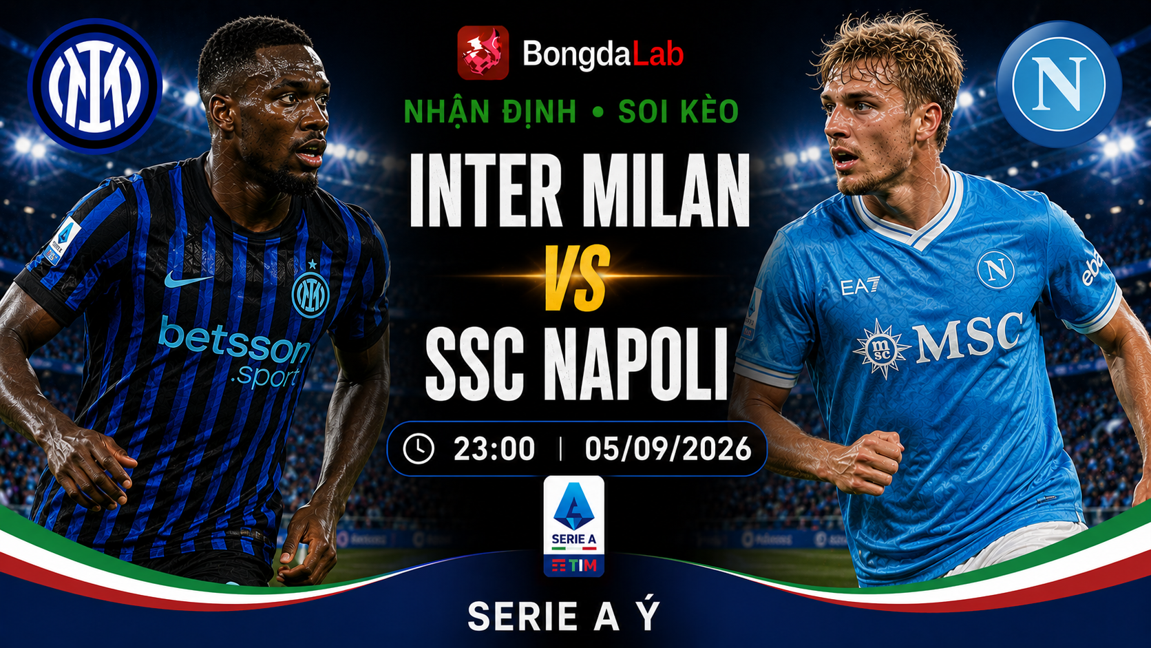 Nhận định, soi kèo Inter Milan vs Napoli 23h00 ngày 05/09/2026