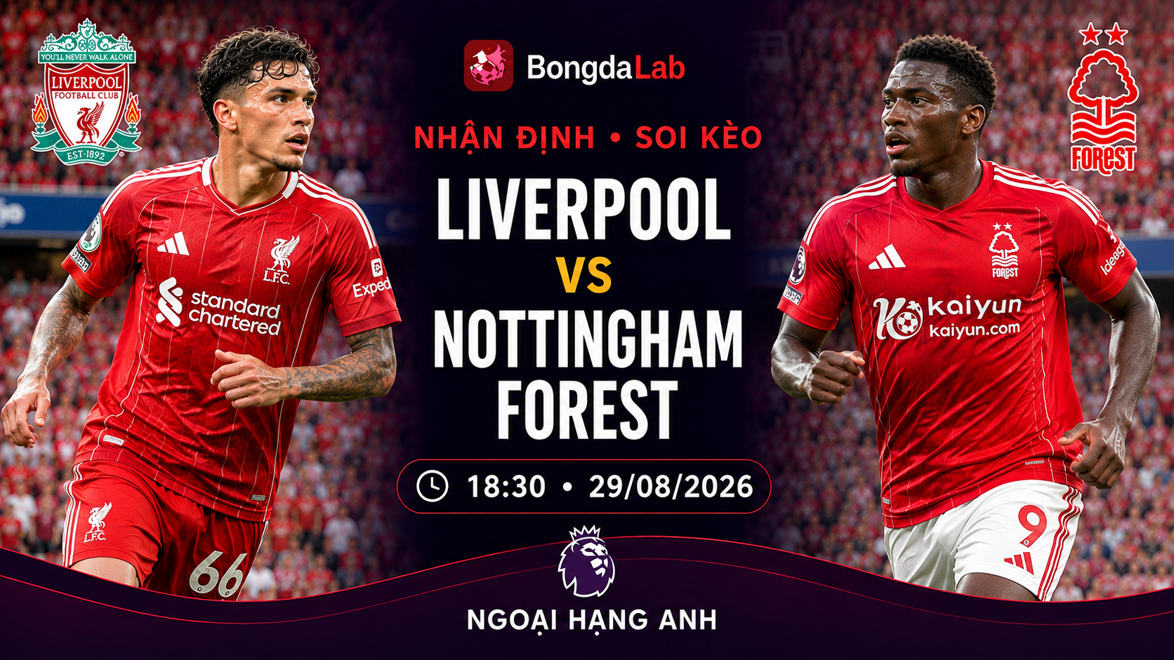 Nhận định, soi kèo Liverpool vs Nottingham Forest 18h30 ngày 29/08/2026