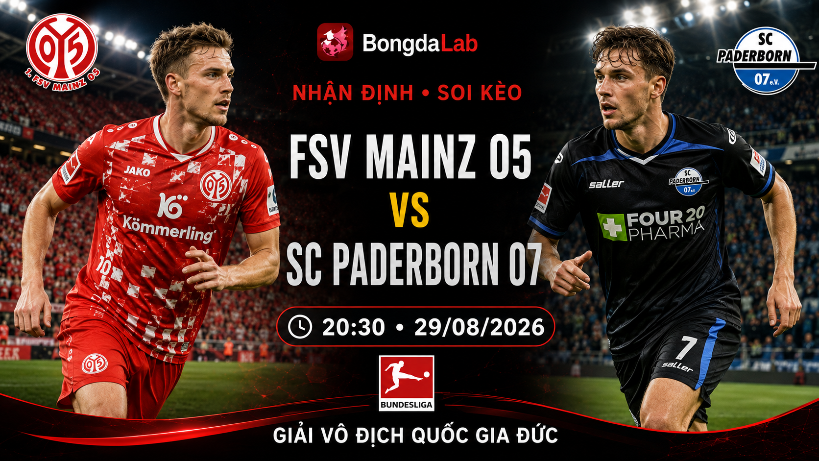 Nhận định, soi kèo Mainz vs SC Paderborn 07 - 20h30 ngày 29/08/2026