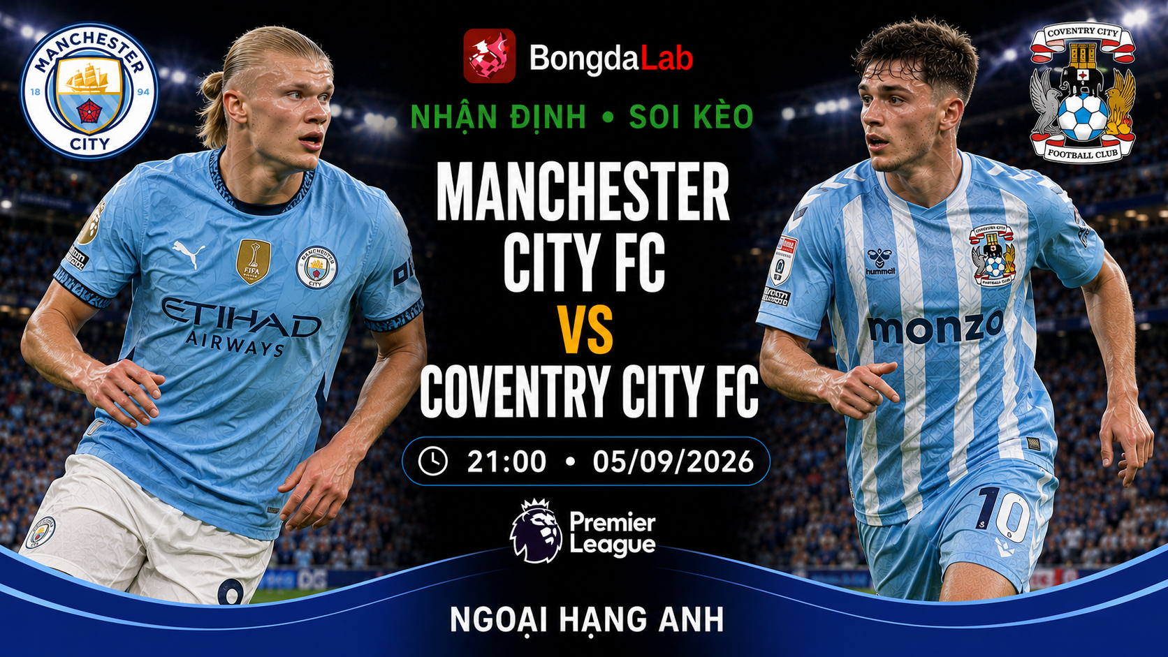 Nhận định, soi kèo Manchester City vs Coventry 21h00 ngày 05/09/2026