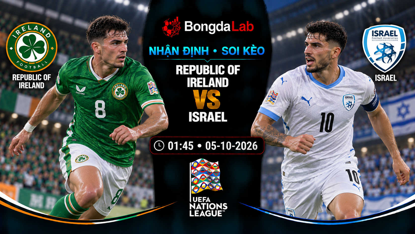 Nhận định, soi kèo Rep. Of Ireland vs Israel, 01:45 ngày 05/10/2026