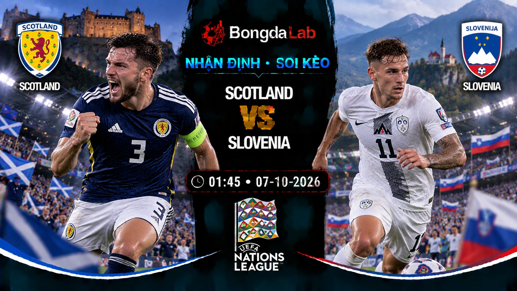 Nhận định, soi kèo Scotland vs Slovenia, 01:45 ngày 07/10/2026