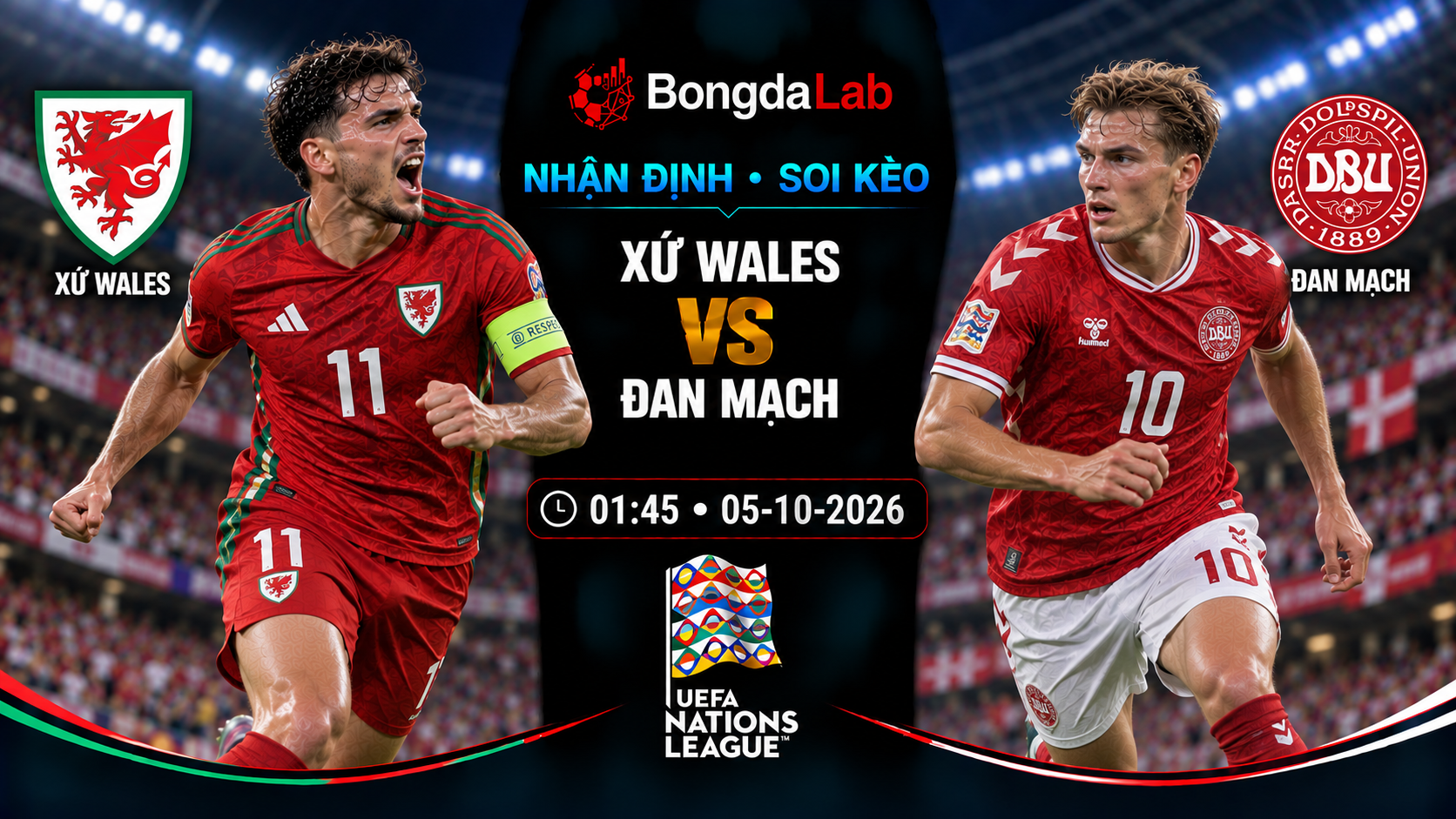 Nhận định, soi kèo Wales vs Denmark, 01:45 ngày 05/10/2026
