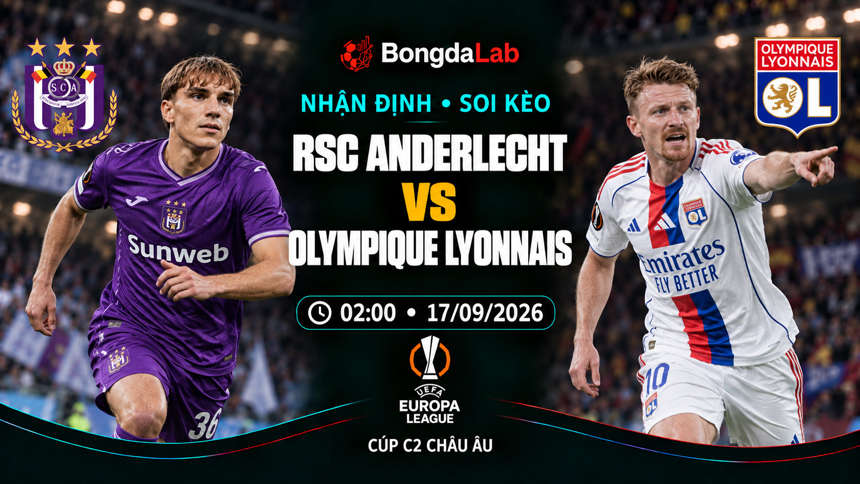 Nhận định, soi kèo Europa League: Anderlecht vs Lyon, 02:00 ngày 17/09/2026